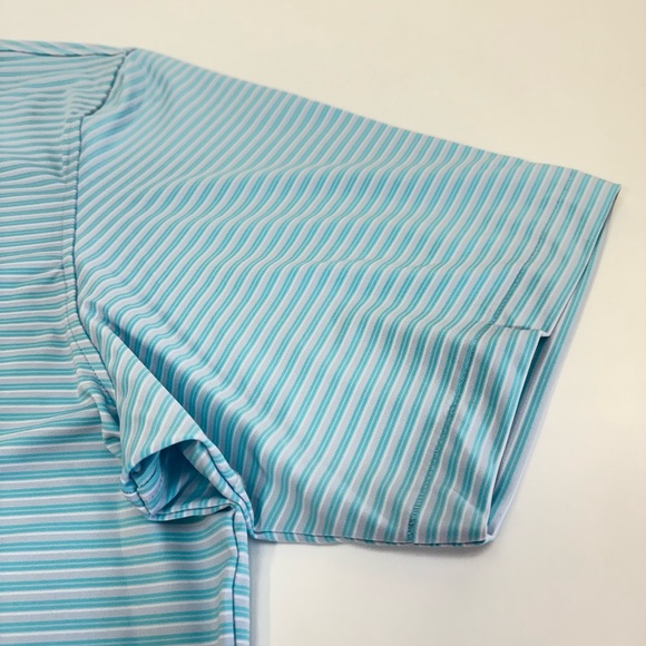 NWT Peter Millar Bishop Performance Jersey Golf Polo Shirt Blue Gray Stripe $110 - Picture 5 of 9